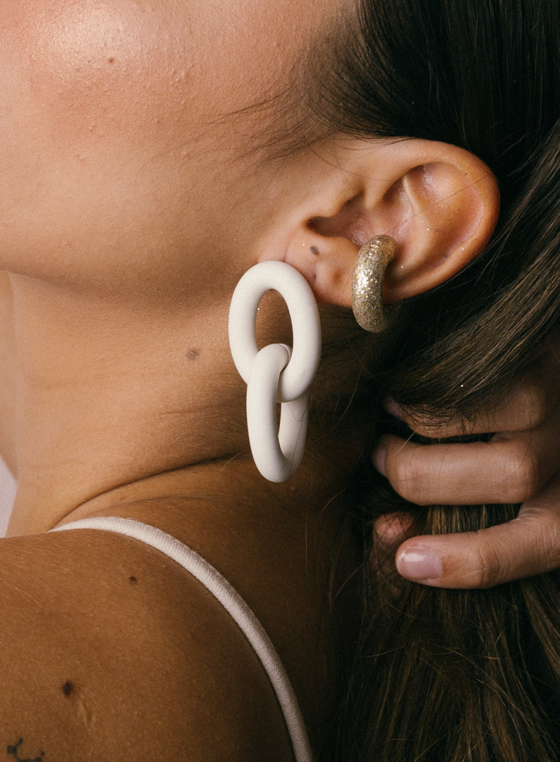 Aretes Eslabones Blooms Ivory